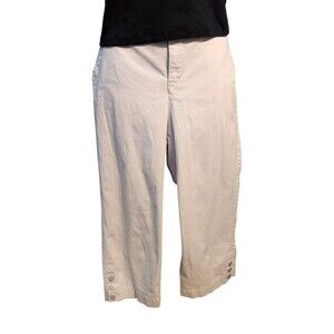 Gloria Vanderbilt Amanda Khaki Capri Crop Pants - Button Hem Detail Size 10